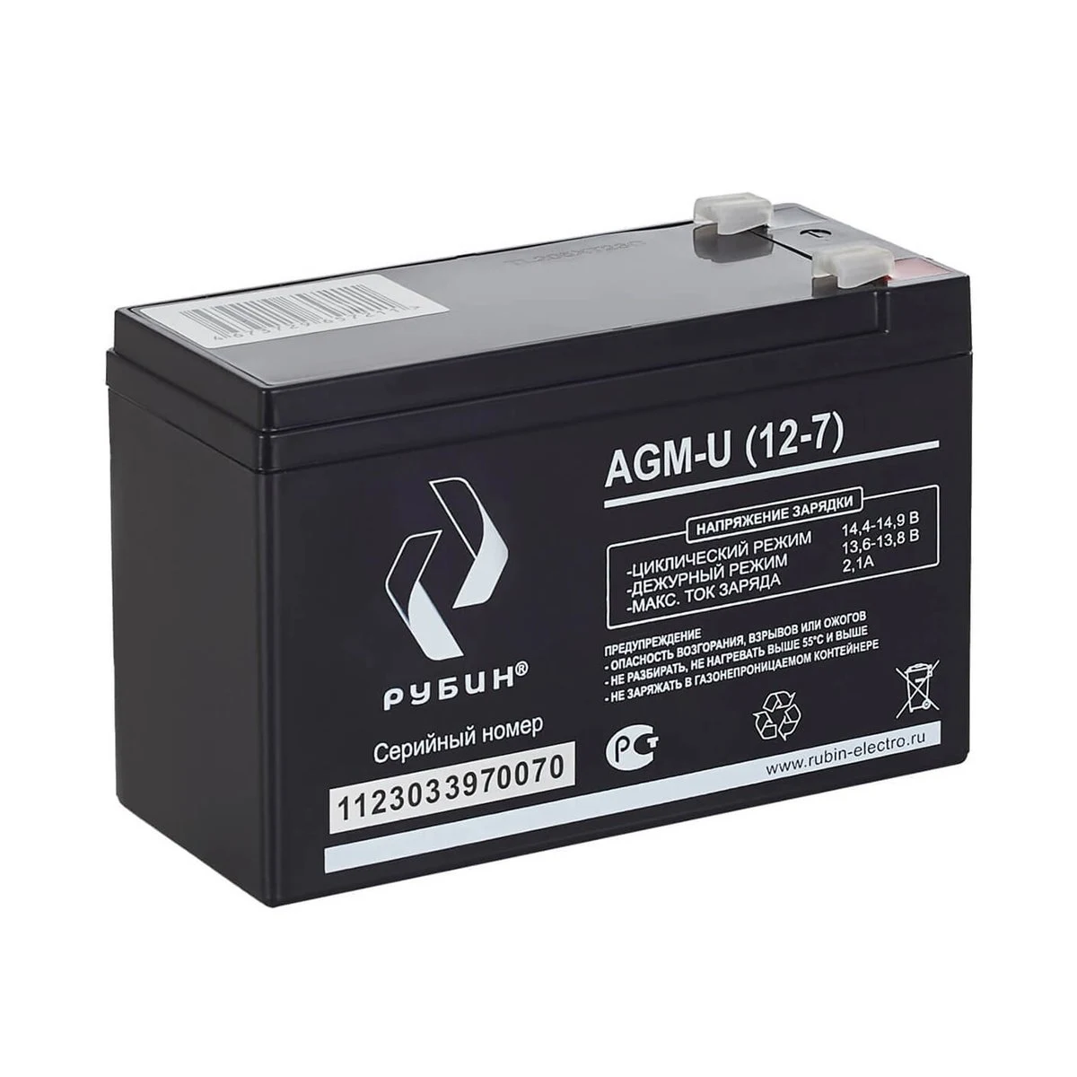 Мини-фото 1. Аккумулятор Рубин AGM-U (12-7)